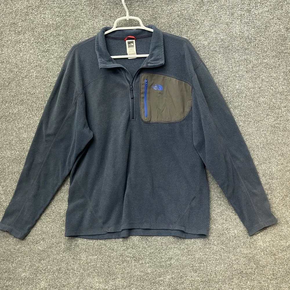 The North Face Sweater Mens Fleece 1/4 Zip Pullover Chimborazo Blue Gray XL